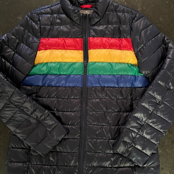 Women’s Primary Multicolor Striped Puffer Jacket - Picture 1 of 1